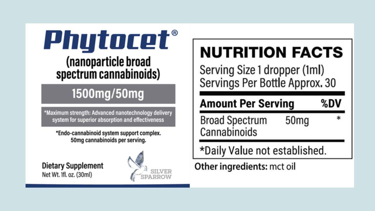 Phytocet CBD Oil Supplement Facts